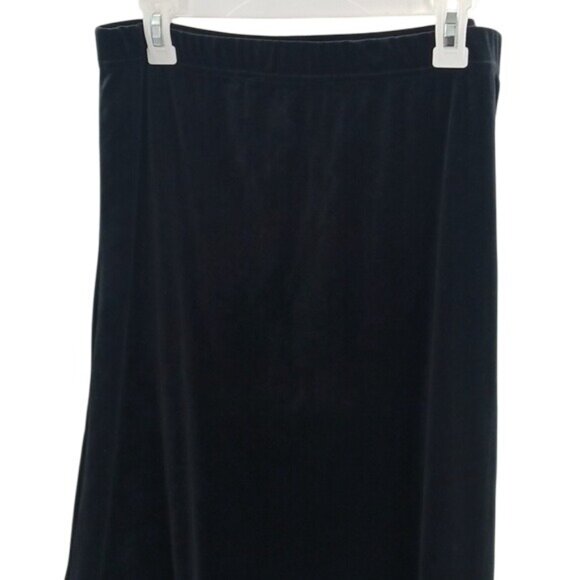 Basic Editions Skirt Womens Size L Black Velour Maxi Elastic Waist Pull On - Picture 3 of 6